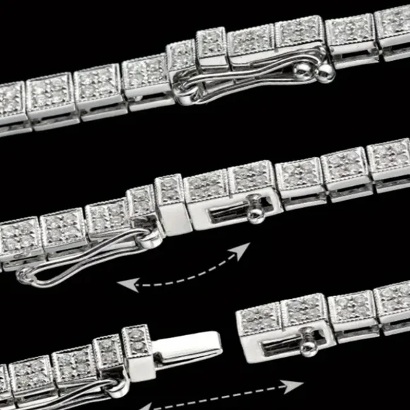 Elegant Silver Moissanite Bracelet with Crystal Accents - Picture 10 of 10